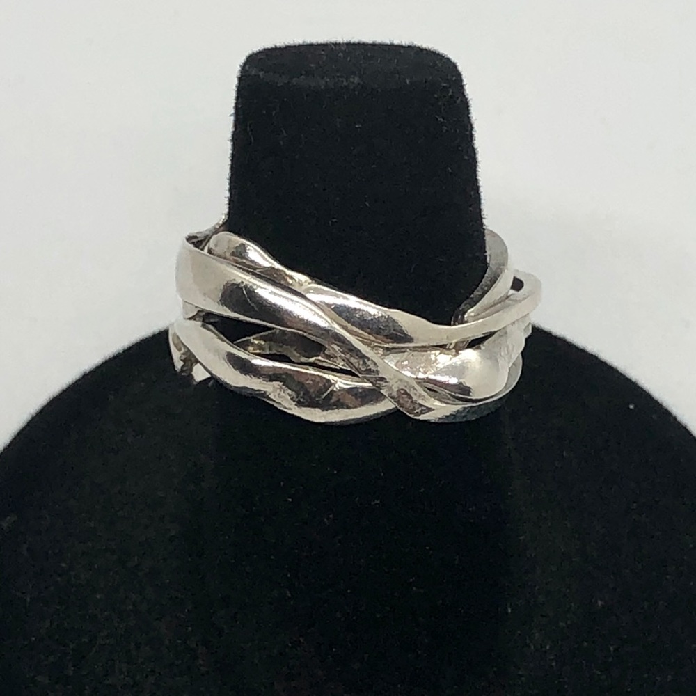 Sterling Silver Puzzle Ring 925 Size 6.5